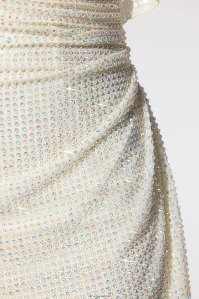 Sukienka mini typu kaftan z perłowym zdobieniem, gorsetem 2FZ0T29 kość słoniowa Oh Polly