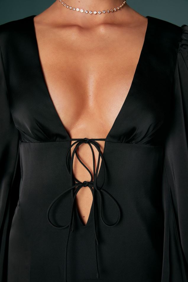 Sukienka mini vanna z baloniastymi rękawami 2FZ0T111 czarny Oh Polly