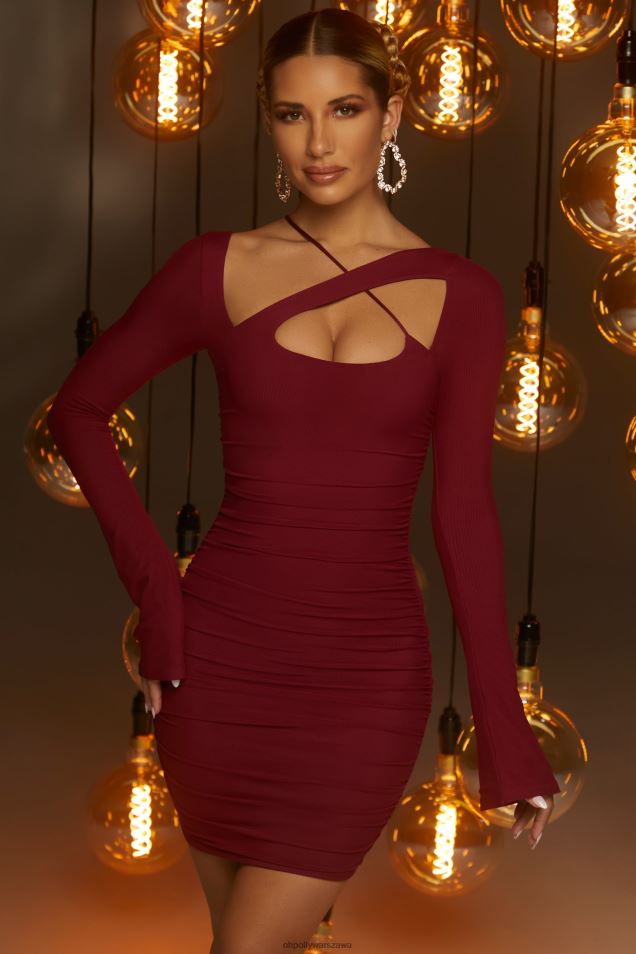 Sukienka mini z długim rękawem, Midnight Allure 2FZ0T561 czerwony Oh Polly