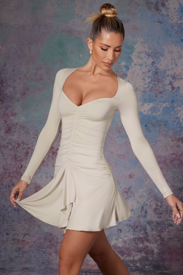 Sukienka mini z długimi rękawami i spódnicą w kształcie wodospadu Lili 2FZ0T284 kamień Oh Polly