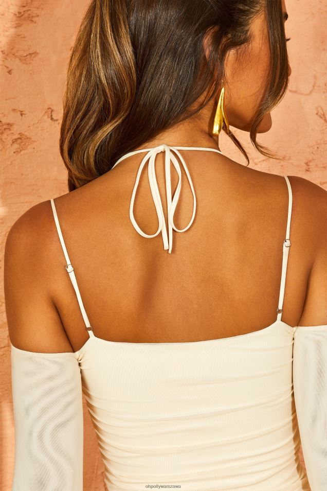 Sukienka mini z karbowanymi rękawami odyssey 2FZ0T307 kość słoniowa Oh Polly