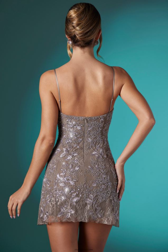 Sukienka mini z koronką lalita 2FZ0T275 kolor ciemnoszary Oh Polly