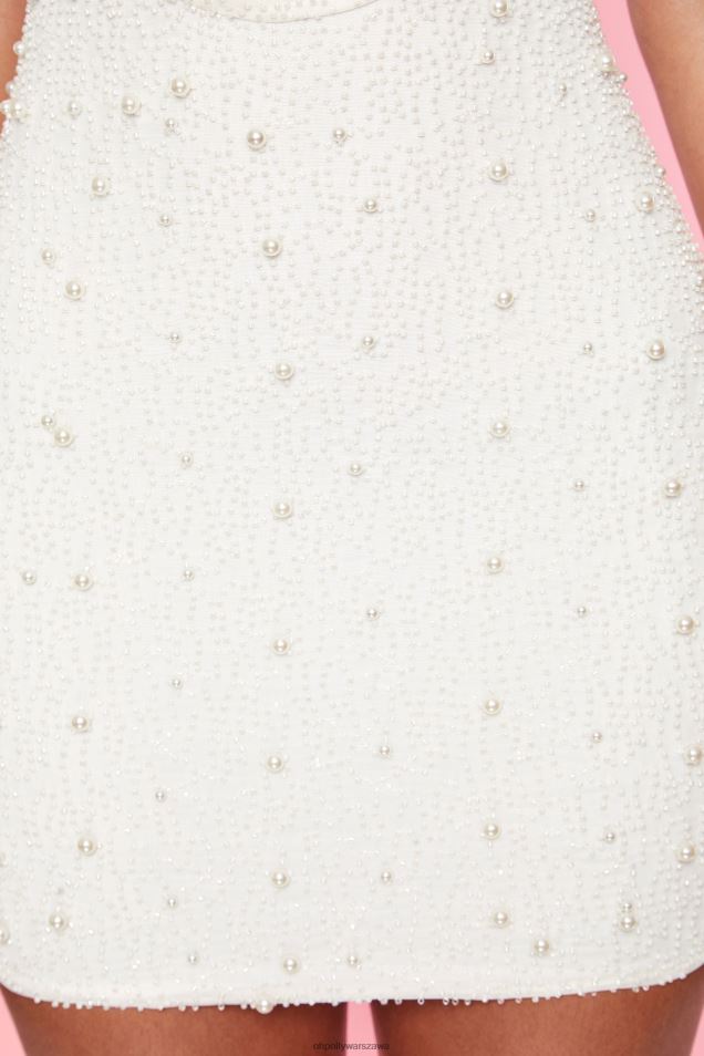 Wersalska sukienka mini z głębokim dekoltem i zdobieniami 2FZ0T303 biały Oh Polly