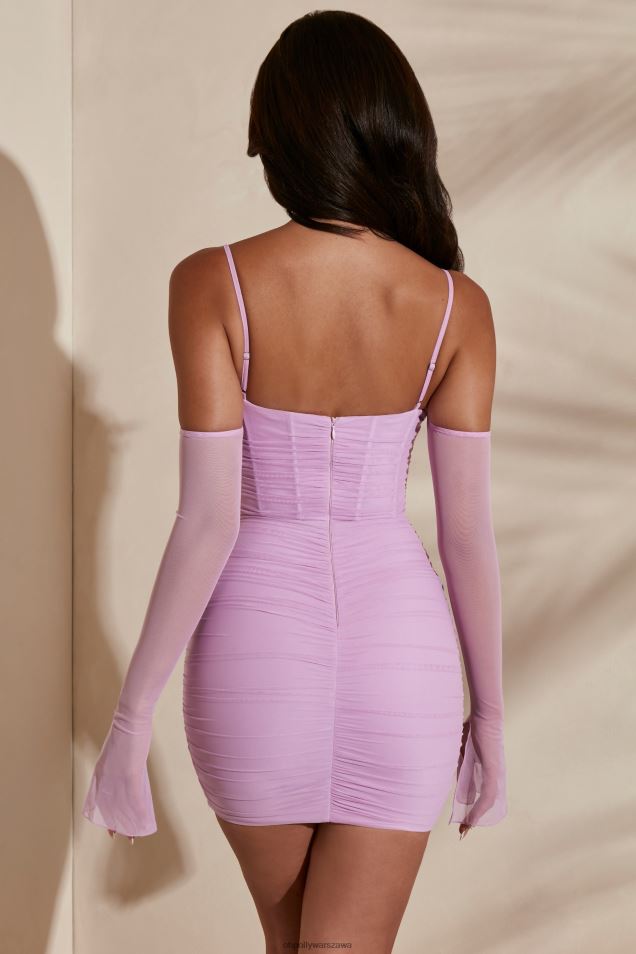 honorowa mini sukienka z odkrytymi ramionami 2FZ0T309 różowy Oh Polly