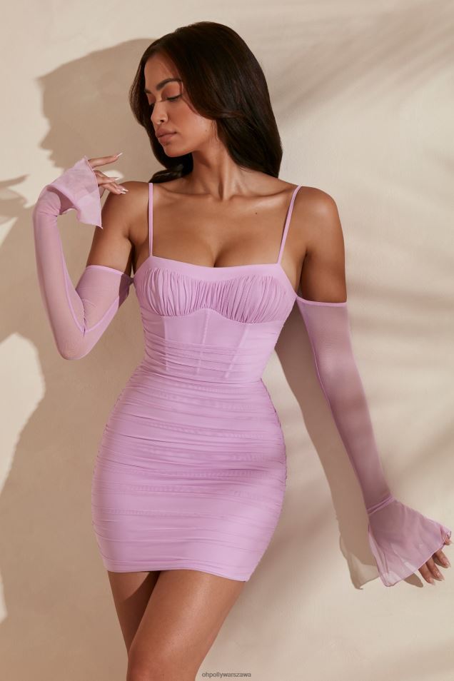 honorowa mini sukienka z odkrytymi ramionami 2FZ0T309 różowy Oh Polly