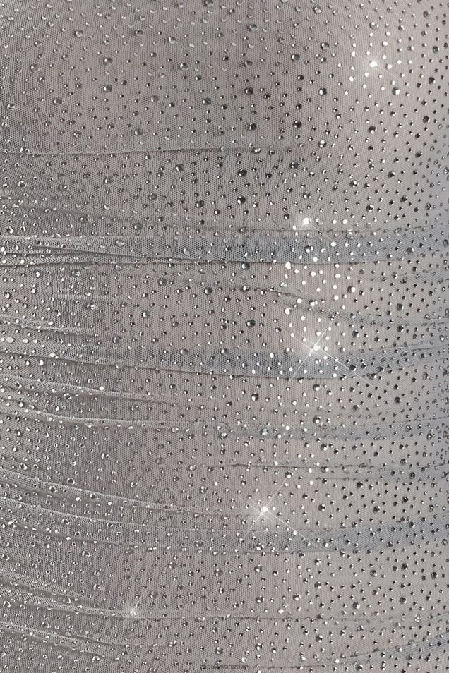 w centrum uwagi marszczona mini sukienka z siateczki 2FZ0T411 srebro Oh Polly