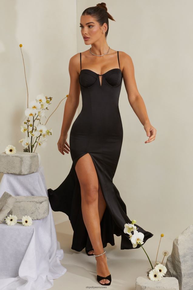 Flavia – Sukienka maxi z wycięciem w kształcie rybiego ogona 2FZ0T216 czarny Oh Polly