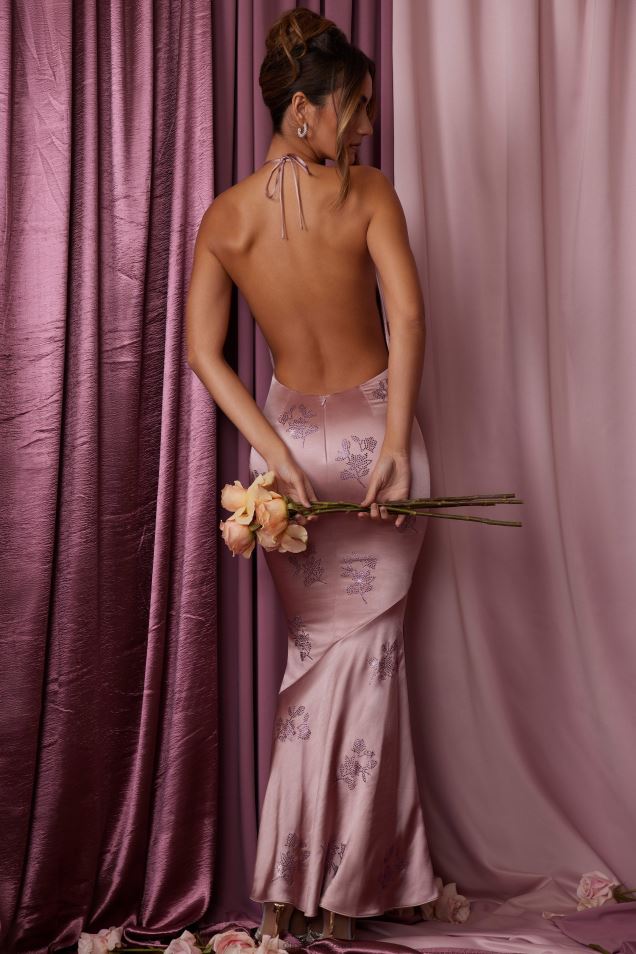 Gisele – Sukienka maxi z głębokim dekoltem w kształcie rybiego ogona 2FZ0T89 fiołkoworóżowy Oh Polly