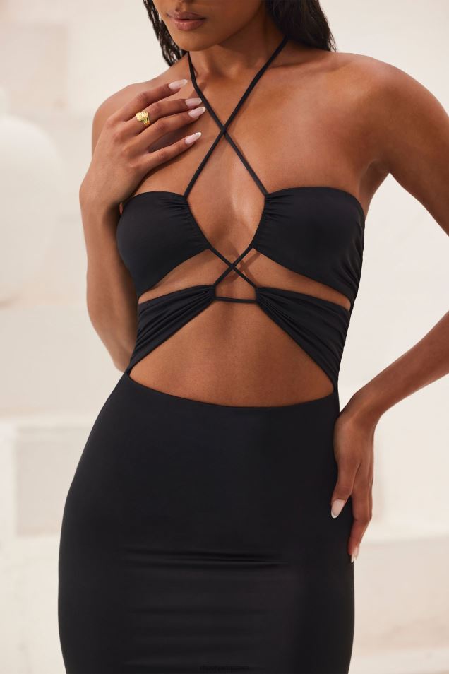 Oceane – Sukienka maxi z wyciętym dekoltem i długością do podłogi 2FZ0T21 czarny Oh Polly