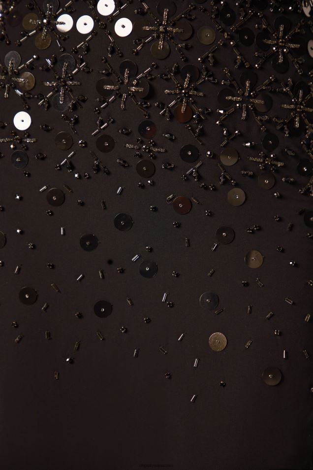 Ręcznie zdobiona sukienka maxi typu bandeau firmy Alcyone 2FZ0T50 czarny Oh Polly