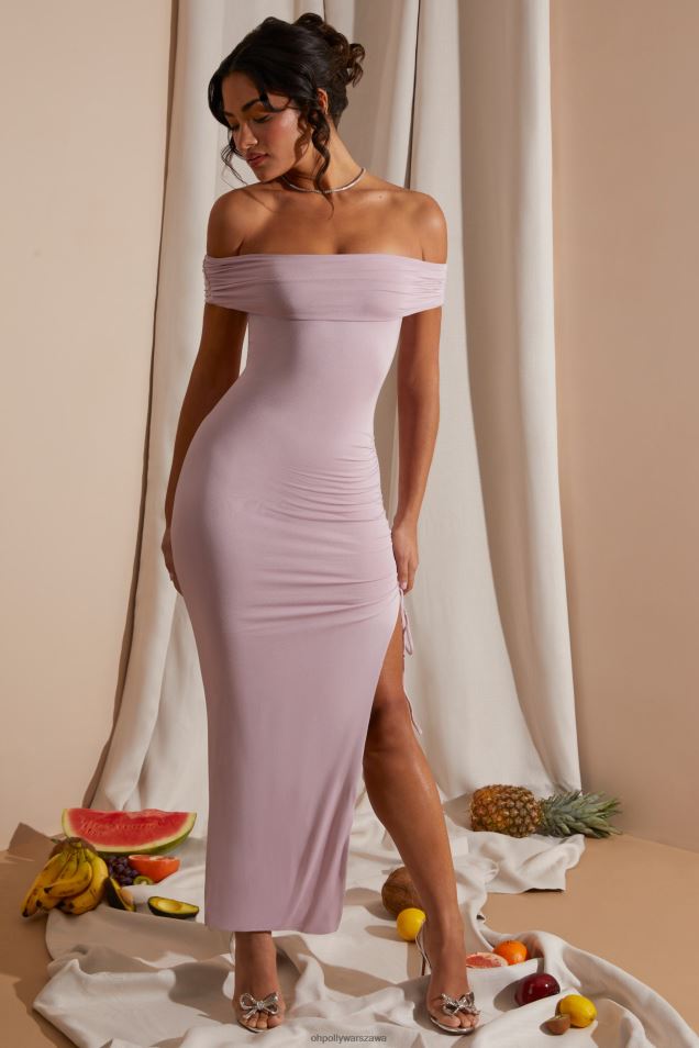 Solange – Sukienka maxi z dużym rozcięciem na ramionach 2FZ0T227 rumieniec Oh Polly