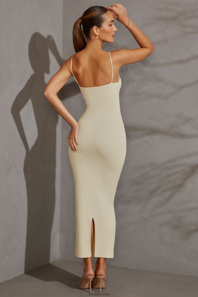 Sukienka maxi z dekoltem w serek Cheska 2FZ0T151 kość słoniowa Oh Polly