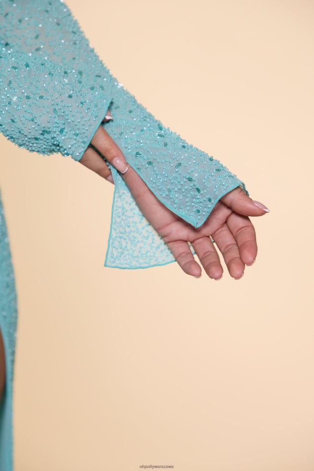 Sukienka maxi z ozdobnym dekoltem w kształcie kaplicy 2FZ0T65 wodny Oh Polly